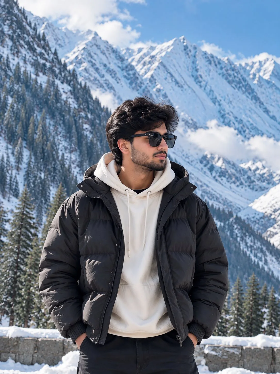 Snowy Manali Boy Close-Up Photo