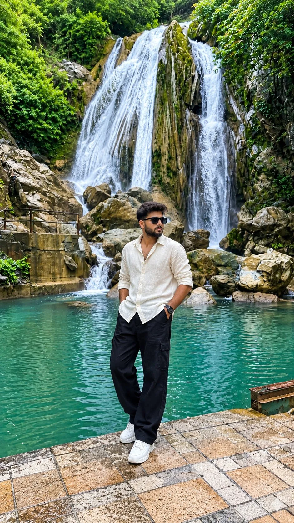 Stylish Boy Photo at Kempty Falls Mussoorie