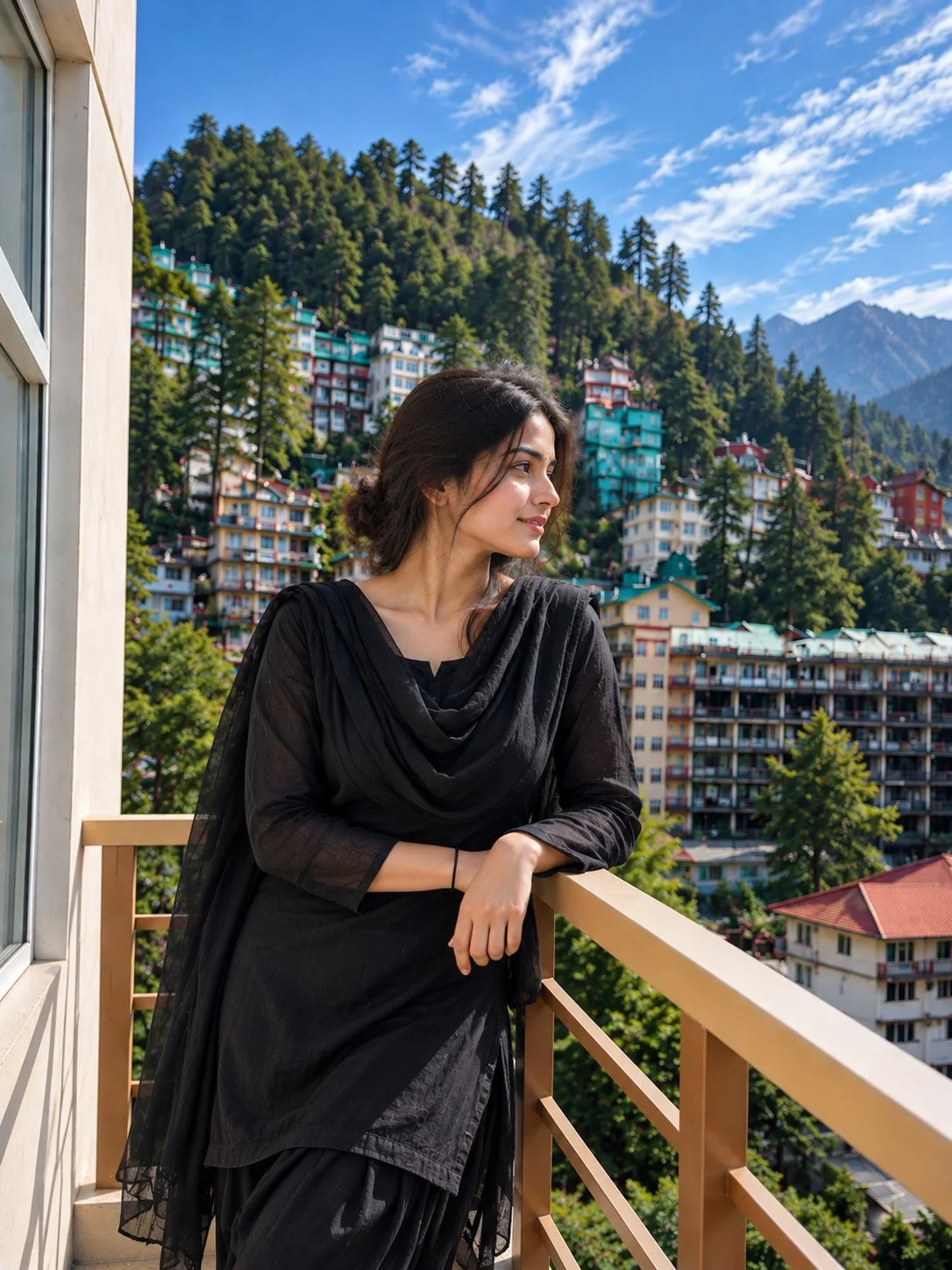 Village Girl Black Salwar Suit Manali Photo Poses for Girl
