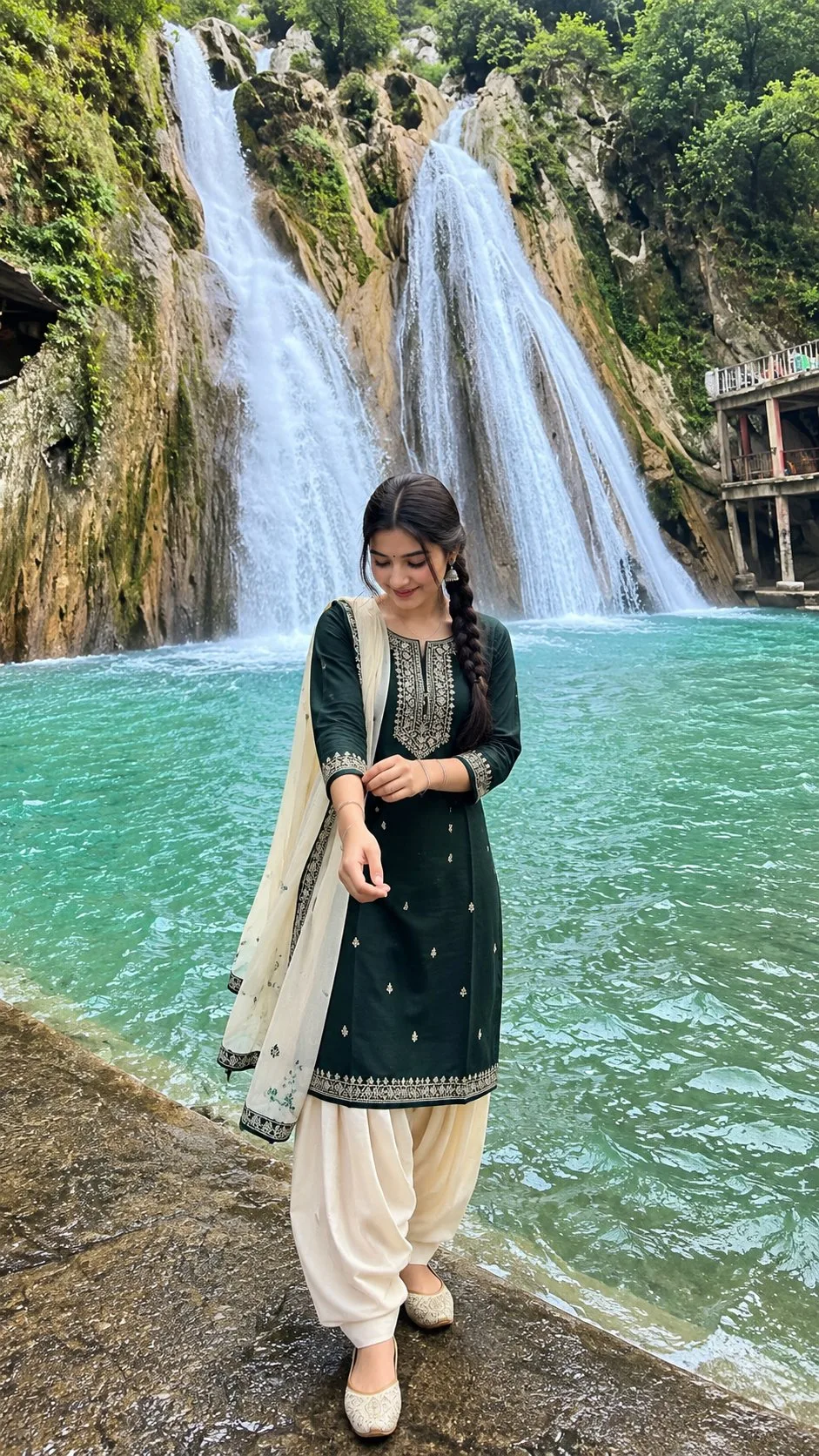 Village Girl in Salwar Suit at Kempty Falls